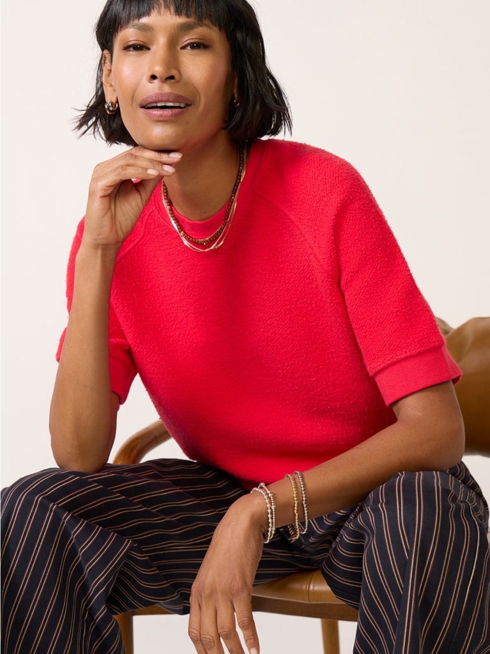 Perfect white tee Kennedy in goji berry red